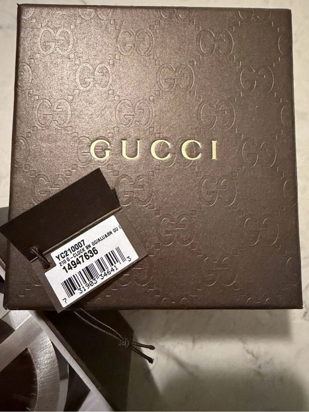 Gucci Brown Box with Gold Logo and Brown Tag